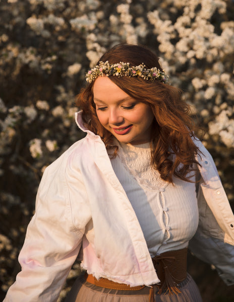 Preserved baby's breath flower hair wreath Bridal summer hair crown Wedding accessories Hair flowers Pink Yellow Beige Dried flowers Magaela